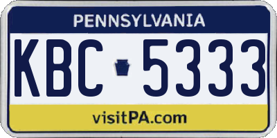 PA license plate KBC5333