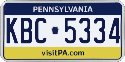 PA license plate KBC5334