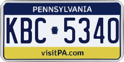 PA license plate KBC5340