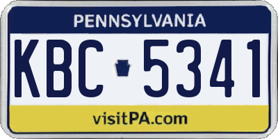 PA license plate KBC5341