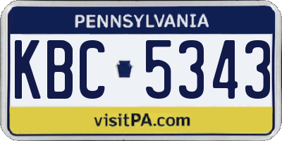 PA license plate KBC5343