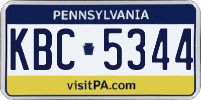 PA license plate KBC5344