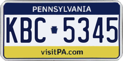 PA license plate KBC5345