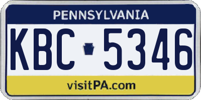 PA license plate KBC5346