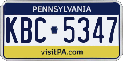 PA license plate KBC5347