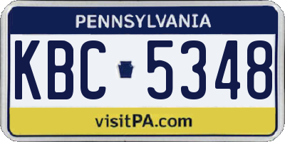 PA license plate KBC5348