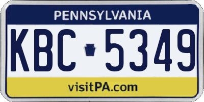 PA license plate KBC5349