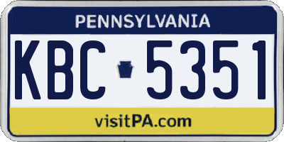 PA license plate KBC5351