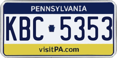 PA license plate KBC5353