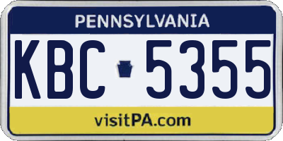 PA license plate KBC5355