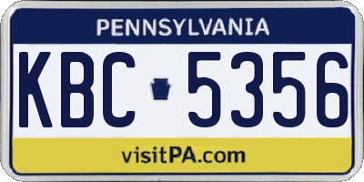 PA license plate KBC5356
