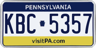 PA license plate KBC5357
