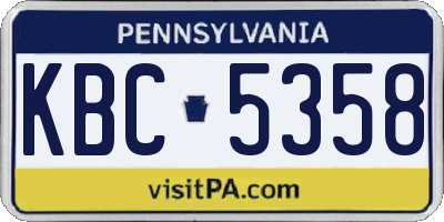 PA license plate KBC5358