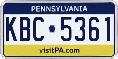 PA license plate KBC5361