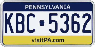 PA license plate KBC5362
