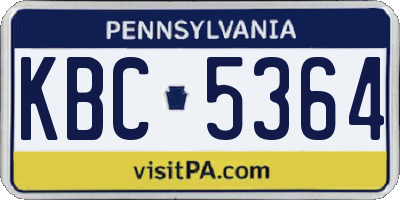 PA license plate KBC5364