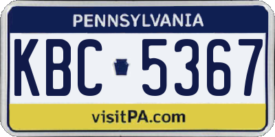 PA license plate KBC5367