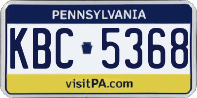 PA license plate KBC5368