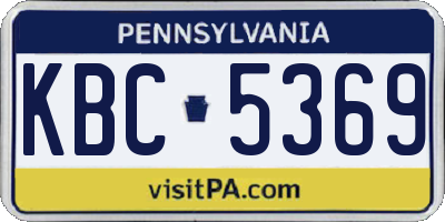 PA license plate KBC5369