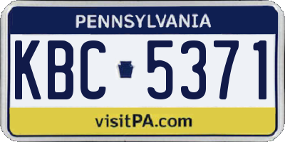 PA license plate KBC5371