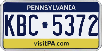 PA license plate KBC5372