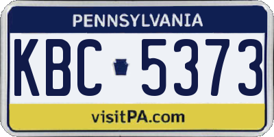 PA license plate KBC5373