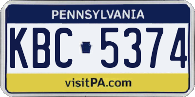 PA license plate KBC5374