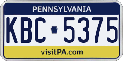 PA license plate KBC5375