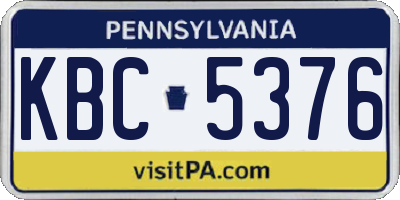 PA license plate KBC5376