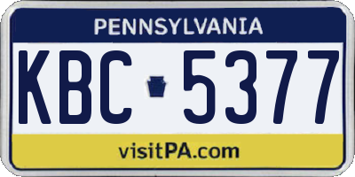 PA license plate KBC5377