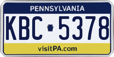 PA license plate KBC5378