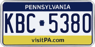 PA license plate KBC5380