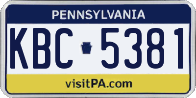 PA license plate KBC5381