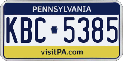 PA license plate KBC5385