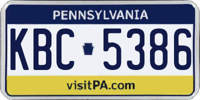 PA license plate KBC5386