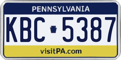 PA license plate KBC5387