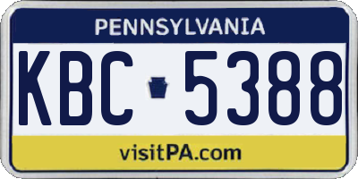 PA license plate KBC5388