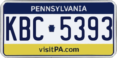 PA license plate KBC5393