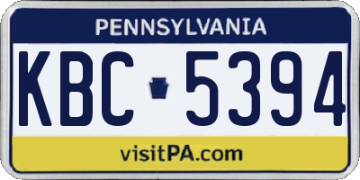 PA license plate KBC5394