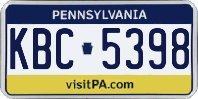 PA license plate KBC5398