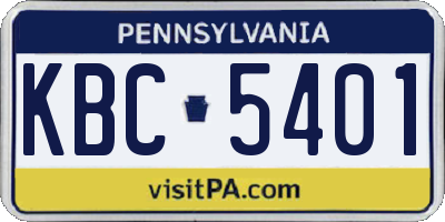 PA license plate KBC5401
