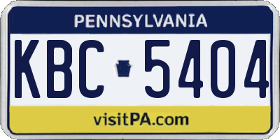 PA license plate KBC5404