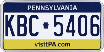 PA license plate KBC5406
