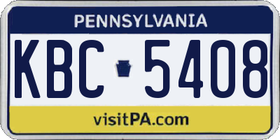 PA license plate KBC5408