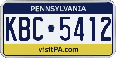 PA license plate KBC5412