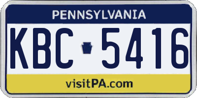 PA license plate KBC5416