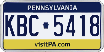 PA license plate KBC5418