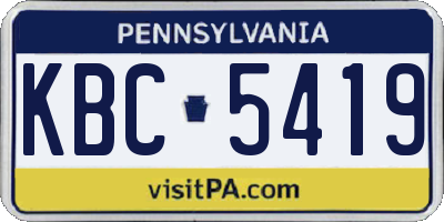 PA license plate KBC5419