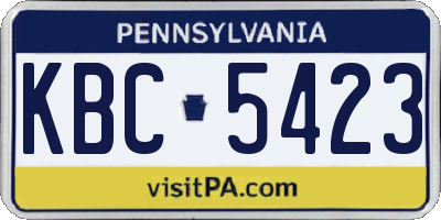 PA license plate KBC5423
