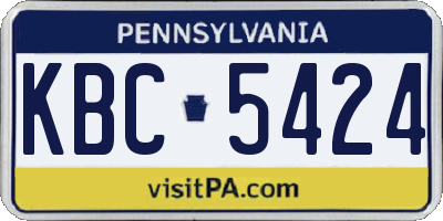 PA license plate KBC5424